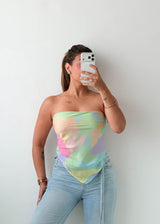 Pastel Abstract Print Convertible Scarf Top