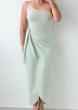 Size M-L Mint Green Ruched Midi Dress