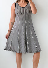 Size S-M Black & White Striped Fit & Flare Dress