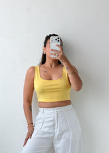 Size M-L Yellow Ribbed Crop Top