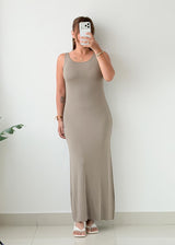 Size M-L Taupe Ribbed Maxi Dress