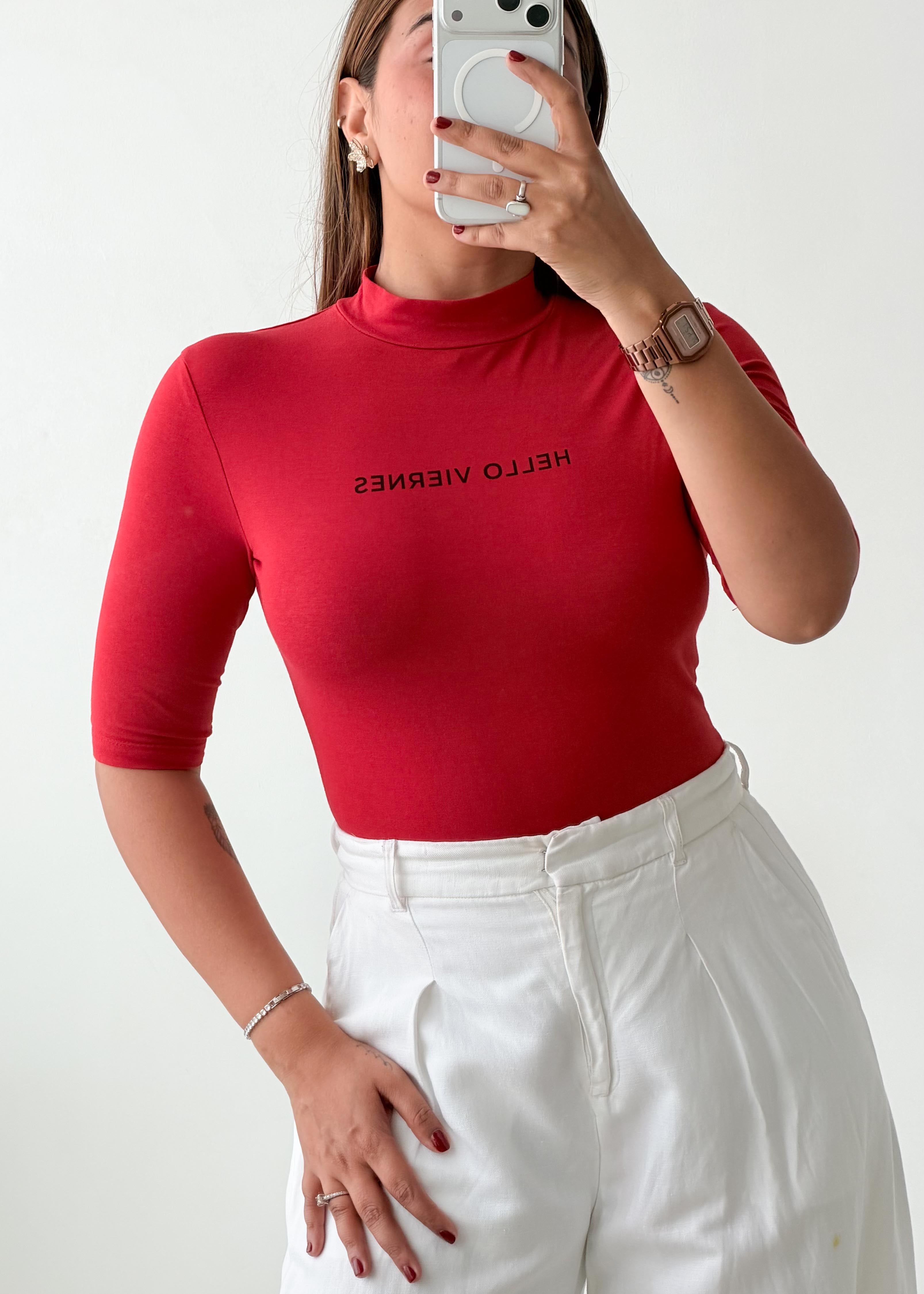 Size S-M Red Graphic Bodysuit