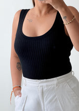 Size S-M Black Ribbed Tank Top