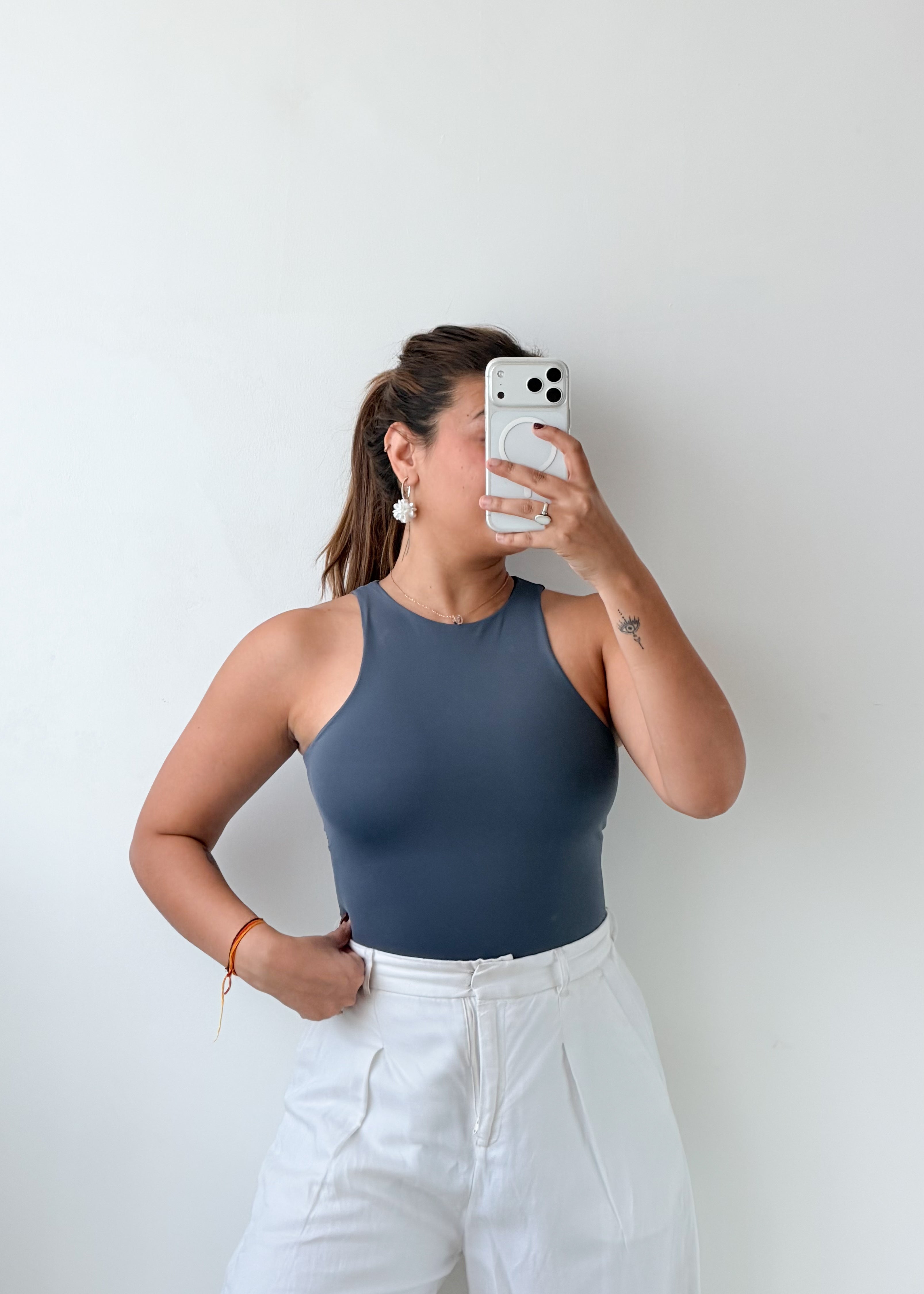 Size XS-S Slate Blue High Neck Bodysuit