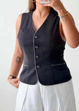 Bust 34, Black Tailored Vest Top