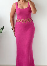 Size M-L Hot Pink Crochet Maxi Dress