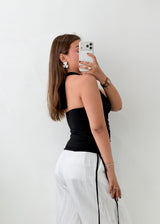 Size S-M Black Halter Shimmer Top