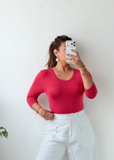 Size M-L Hot Pink Scoop Neck Bodysuit