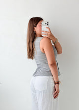 Bust 32, Waist 28 Grey Plaid Vest Top