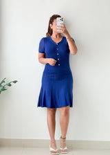 Size XS-S Royal Blue Button Front Mini Dress