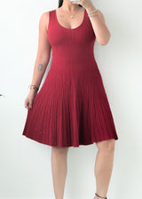 Size S-M Burgundy Pleated Midi Dress