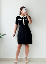 Size S-M Black White Collar Mini Dress