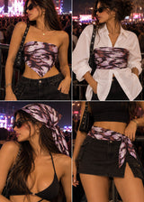 Black Pink Abstract Convertible Scarf Top