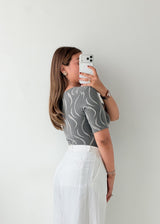 Size S-M Grey Abstract Print Bodysuit