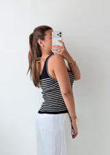 Size S-M Black White Striped Tank Top