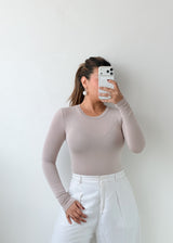 Size XS-S Beige Sheer Panel Bodysuit