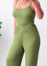 Size S-M Olive Green Sleeveless Jumpsuit