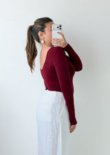 Size M-L Burgundy V-Neck Bodysuit