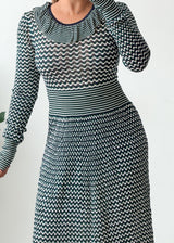 Size S-M Green Black Chevron Knit Maxi Dress