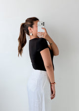 Size S-M Black V-Neck Bodysuit