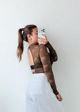 Size XS-S Brown Lace Mesh Bodysuit