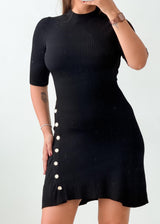 Size XS-S Black Button Detail Mini Dress