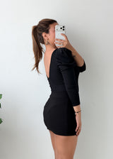 Size S-M Black Puff Sleeve V-Neck Bodysuit