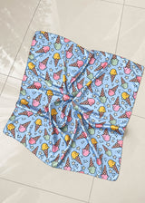 Blue Printed Convertible Scarf Top