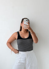 Size S-M Black White Striped Tank Top