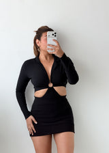 Size XS Black Cut-Out Ring Detail Bodysuit