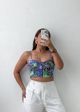 Size XS Multicolor Printed Corset Top