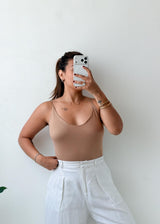 Size L-XL Nude Scoop Neck Bodysuit