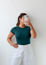 Size S-M Teal Green Round Neck Bodysuit