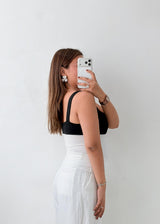 Size XS-S Black White Panelled Tank Top