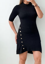 Size XS-S Black Button Detail Mini Dress