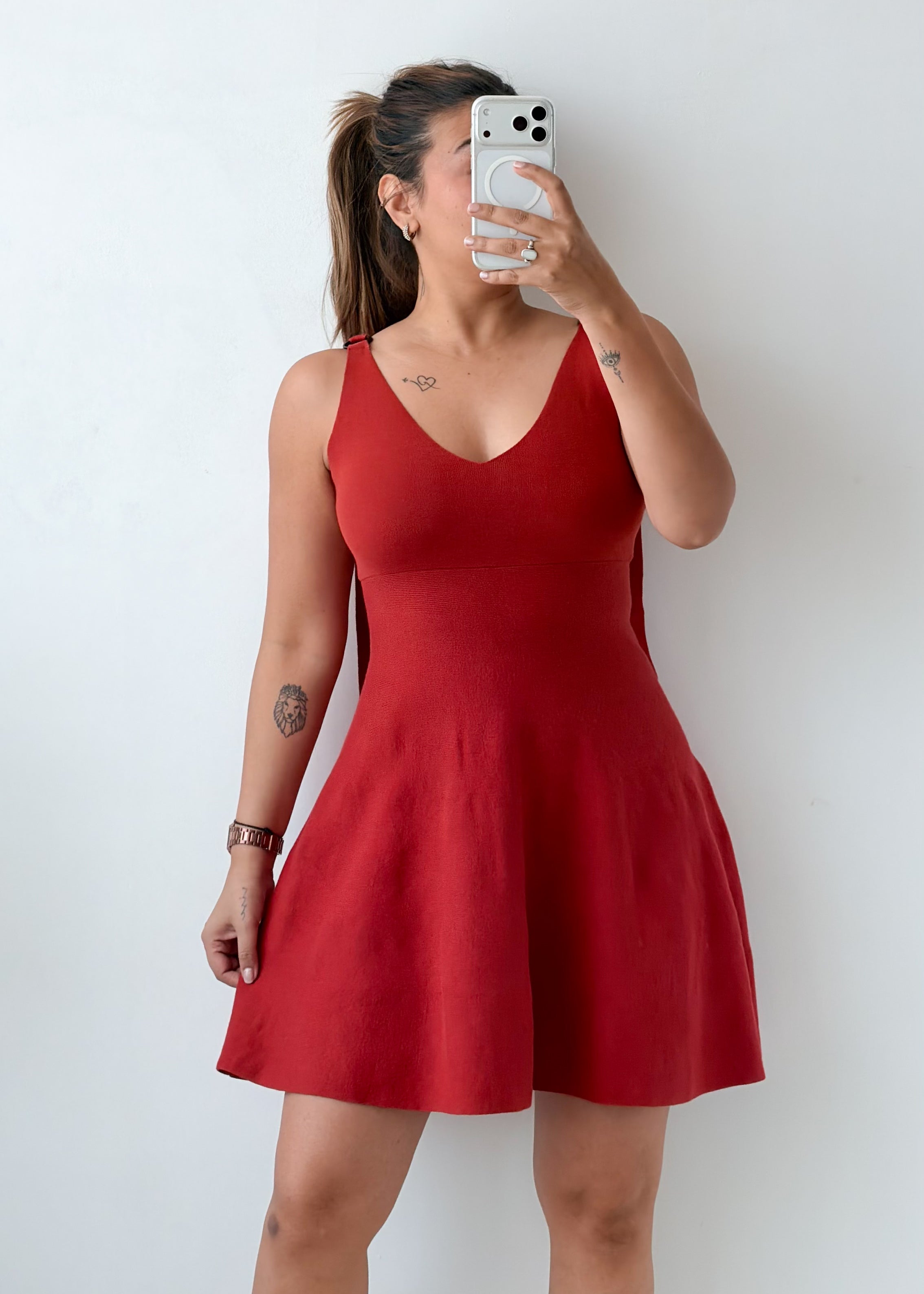 Size XS-M Red Fit & Flare Mini Dress