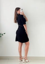 Size XS-S Black Button Detail Mini Dress