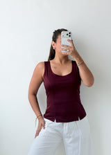 Size M-L Burgundy Fitted Tank Top