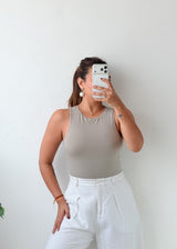 Size XS-S Taupe High Neck Bodysuit