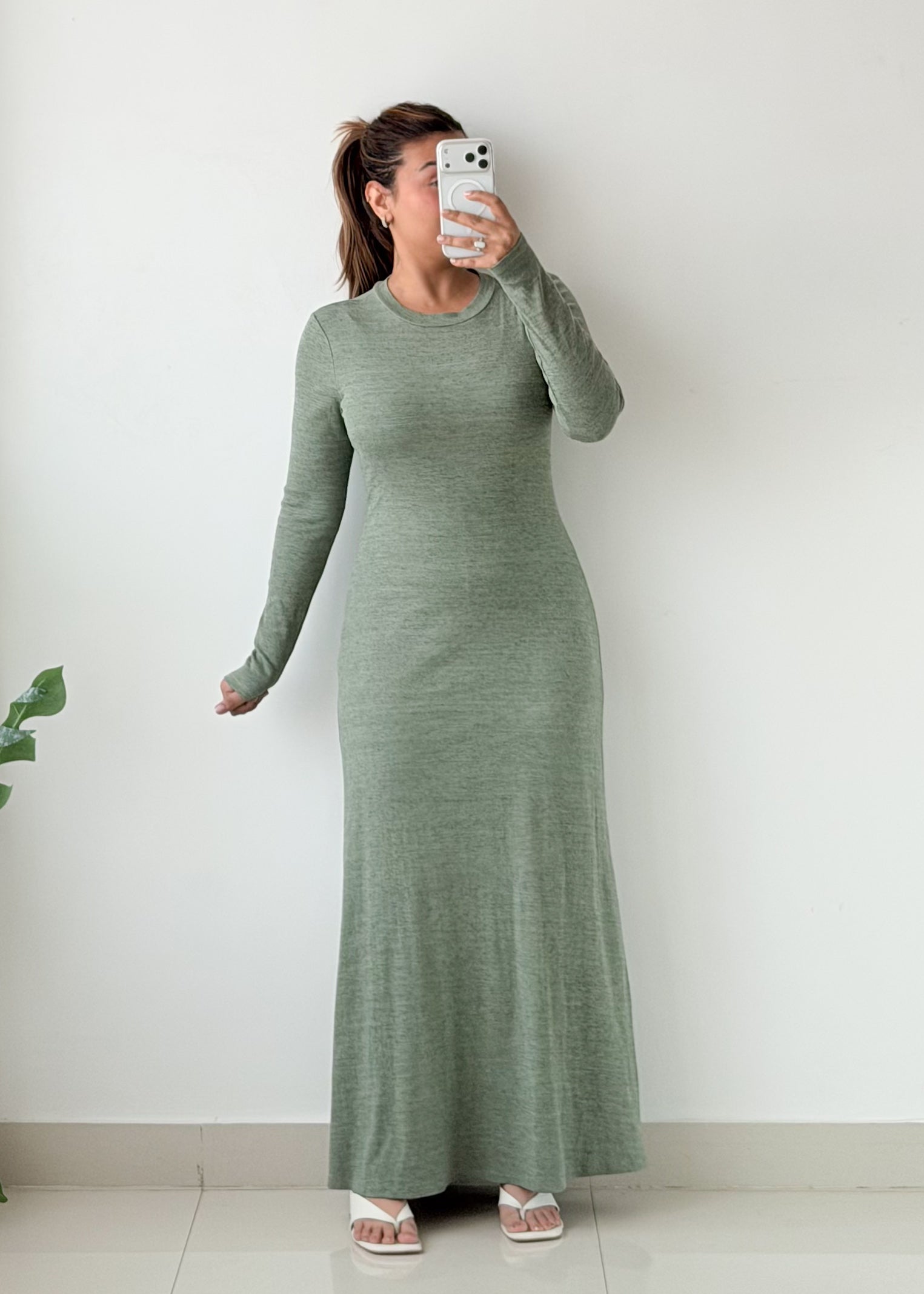 Size S-M Sage Green Ribbed Maxi Dress