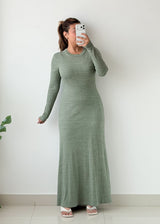 Size S-M Sage Green Ribbed Maxi Dress