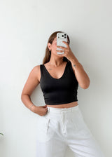 Size XS-S Black V-Neck Top