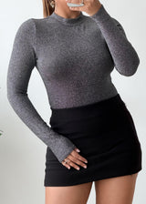 Size S-M Grey High Neck Bodysuit