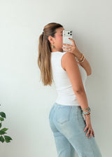 Size S-M White Sleeveless Sweetheart Neck Top