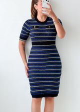 Size S-M Navy Printed Bodycon Dress
