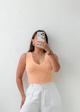 Size S-M Peach Fuzzy Knit Tank Top