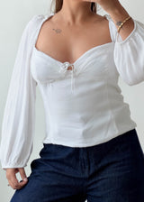 Size M-L White Ruched Bustier Top