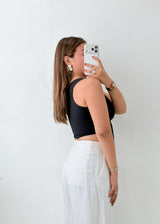 Size XS-S Black Graphic Crop Tank Top