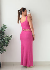 Size M-L Hot Pink Crochet Maxi Dress