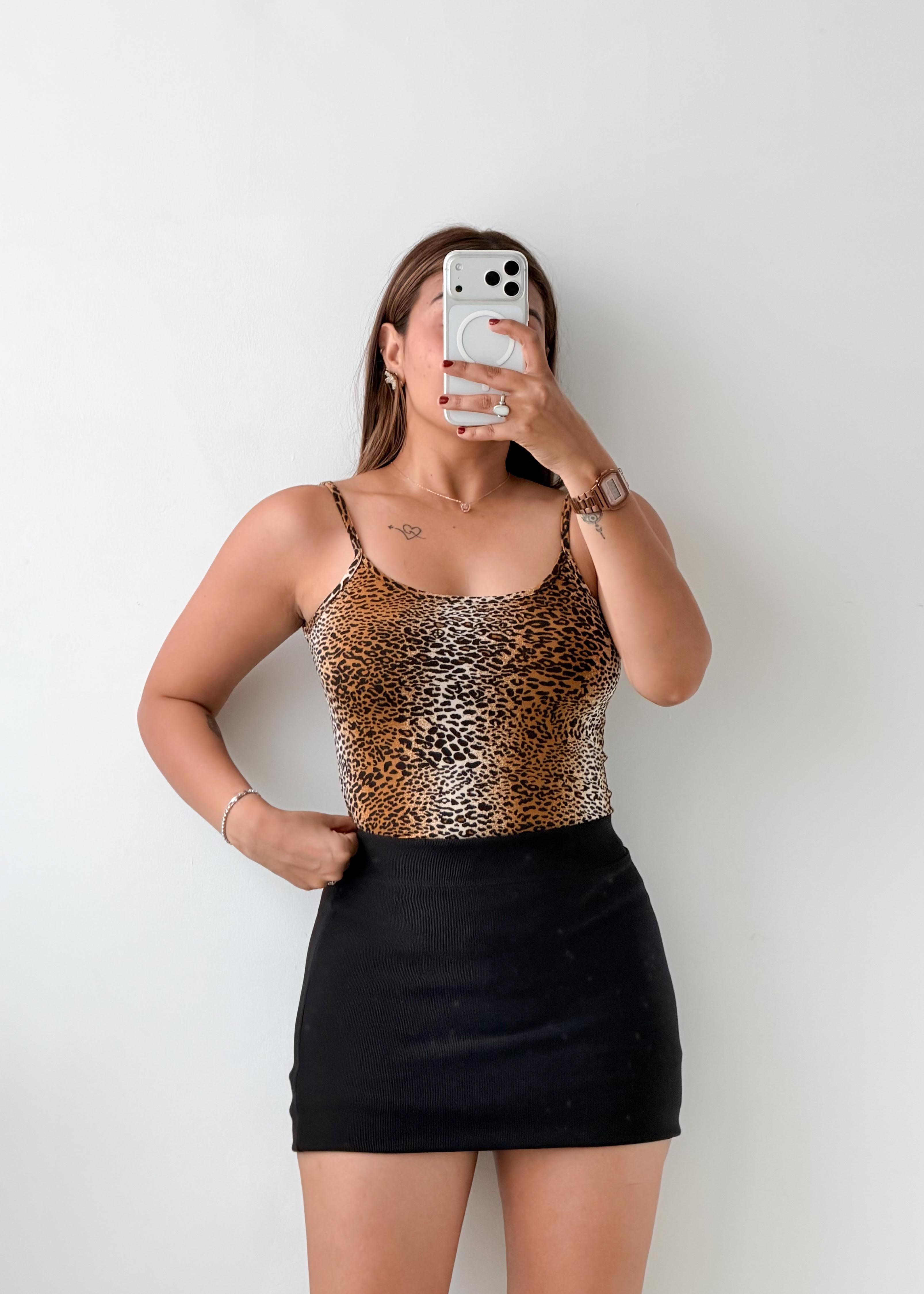 Size S-M Brown Leopard Bodysuit